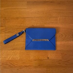 Blue Envelope Clutch with Wristlet